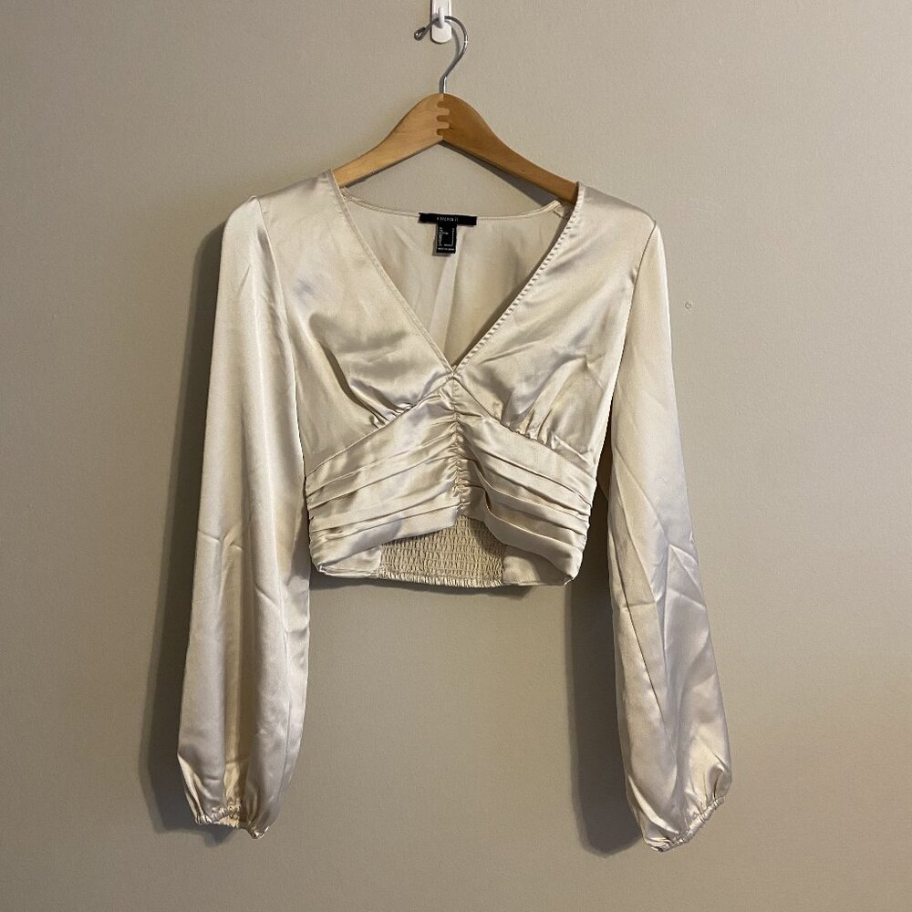 Off-White Ruched Crop Top